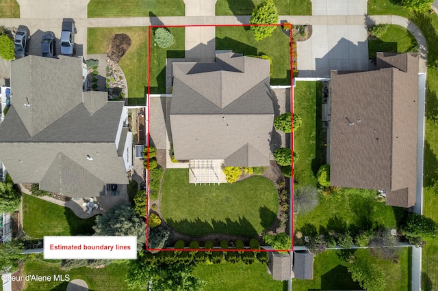 3253 W Magistrate Loop, Hayden, ID 83835 - aerial perspective of suburban area with property boundaries highlighted