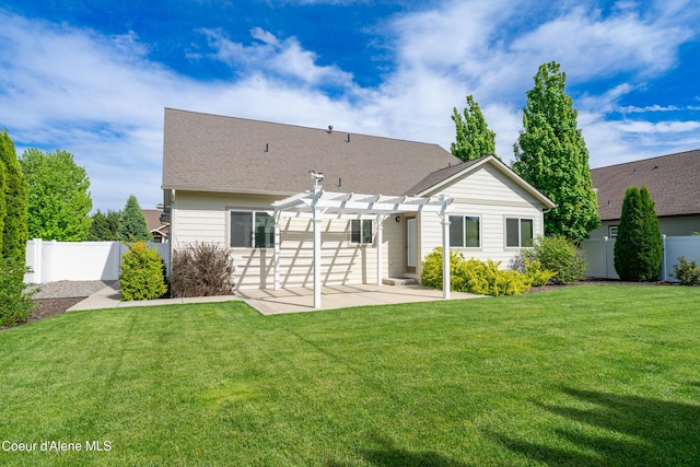 3253 W Magistrate Loop, Hayden, ID 83835 - rear view of property featuring a pergola, a patio area, and a shingled roof