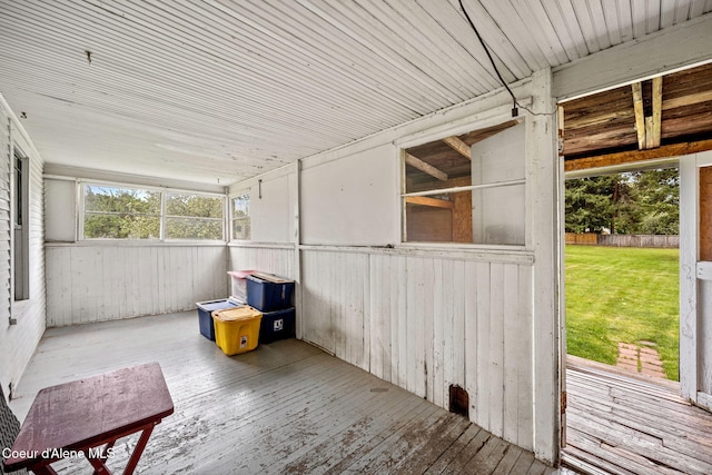 view of unfurnished sunroom