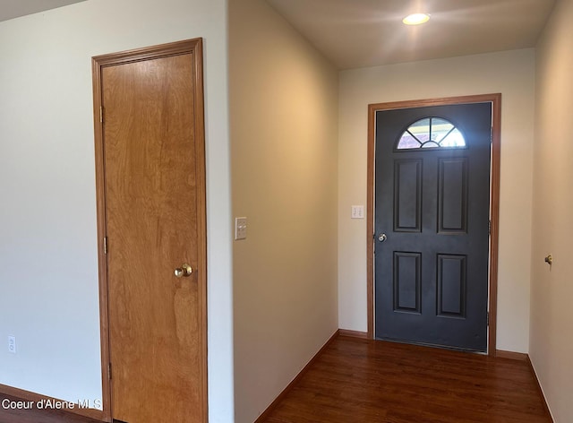 1205 Kinnikinnik Ave, Sandpoint, ID 83864 - entryway featuring dark wood-style flooring and recessed lighting