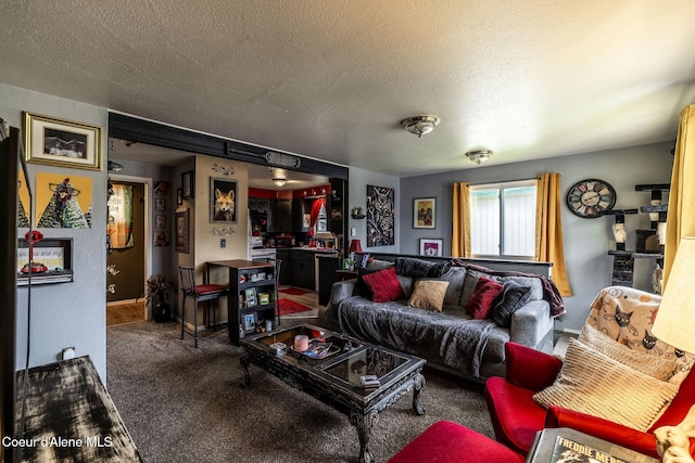 837 N 19th St, Coeur Dalene, ID 83814 - living area with carpet and a textured ceiling