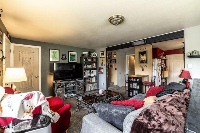 837 N 19th St, Coeur Dalene, ID 83814 - carpeted living room with stairway