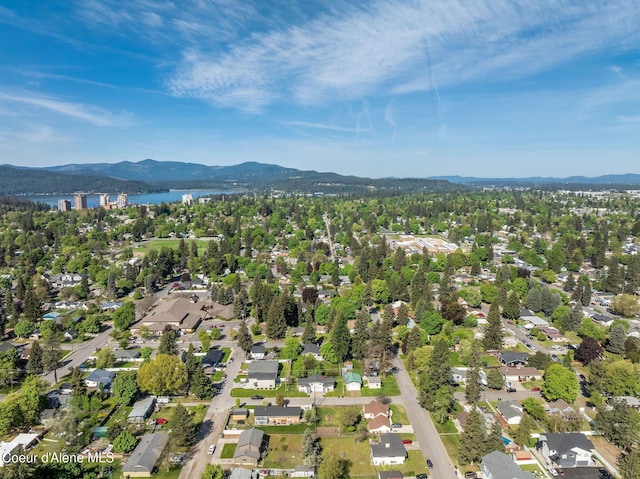 837 N 19th St, Coeur Dalene, ID 83814 - aerial view of property's location featuring a water and mountain view and nearby suburban area