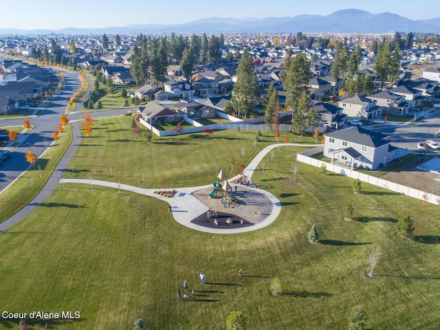 7823 N Girard Cir, Coeur Dalene, ID 83815 - aerial view of residential area with a park and a mountain backdrop