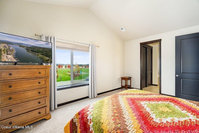 4631 E Alopex Ln, Post Falls, ID 83854 - bedroom featuring lofted ceiling, light colored carpet, and baseboards