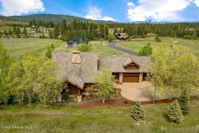 16829 S Lazurite Dr, Coeur Dalene, ID 83814 - view from above of property featuring mountains and a heavily wooded area