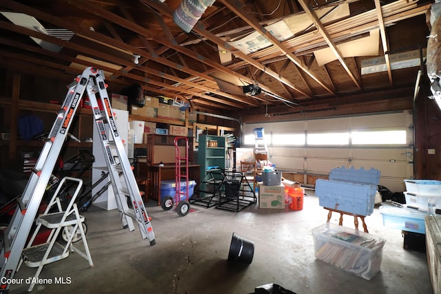 garage with a garage door opener