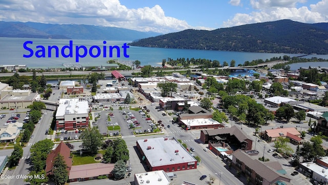 bird's eye view of a water and mountain view