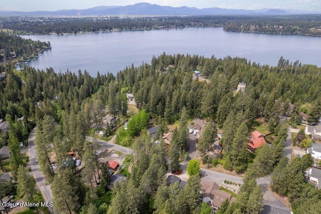 8694 N Clarkview Pl, Hayden Lake, ID 83835 - aerial view of property and surrounding area with a forest and a water and mountain view
