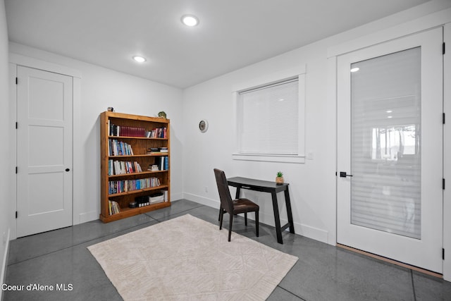 3298 W Coon Creek Rd, Plummer, ID 83851 - office space featuring recessed lighting, baseboards, and finished concrete flooring