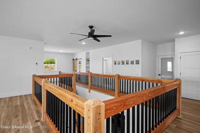 3298 W Coon Creek Rd, Plummer, ID 83851 - corridor featuring an upstairs landing, recessed lighting, wood finished floors, and baseboards