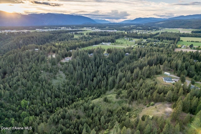 684 Chute Canyon Way, Bonners Ferry, ID 83805 - aerial view at dusk of a mountain view and a wooded view