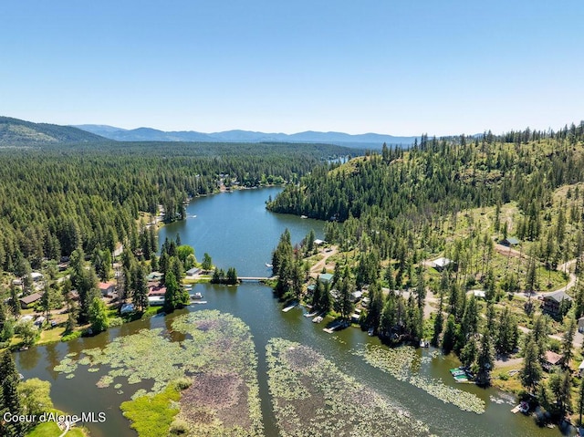 7547 W Channel Ln, Rathdrum, ID 83858 - drone / aerial view of a heavily wooded area and a water and mountain view