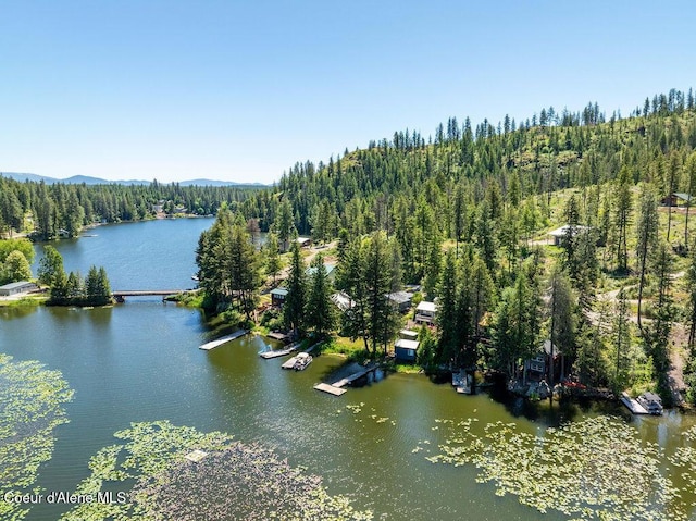 7547 W Channel Ln, Rathdrum, ID 83858 - drone / aerial view of a heavily wooded area and a water and mountain view