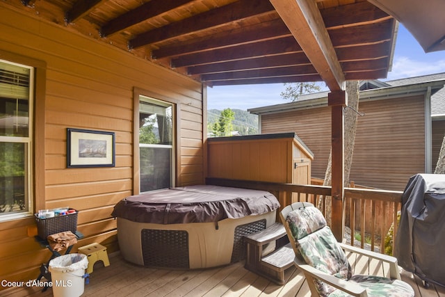 16646 E Cape Horn Rd, Bayview, ID 83803 - wooden deck with a hot tub and area for grilling