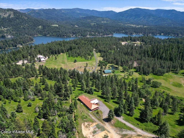 5239 E Dodd Rd, Hayden, ID 83835 - drone / aerial view of a forest and a water and mountain view