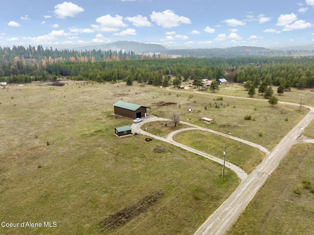 aerial view of sparsely populated area featuring a forest
