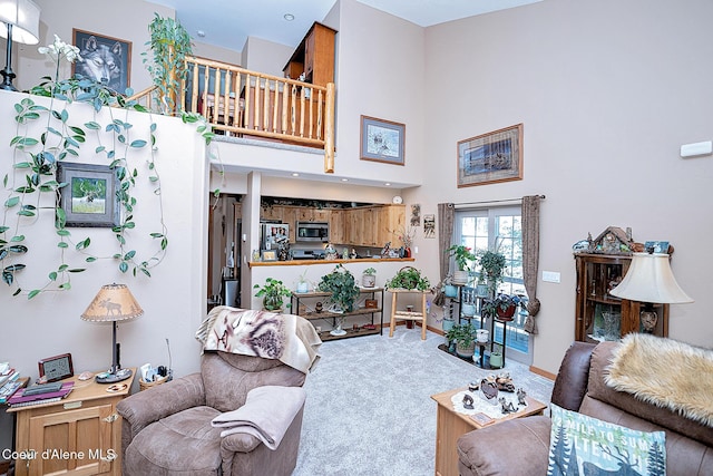 1 Elsie Peak Ct Unit B1 Bldg B, Pinehurst, ID 83850 - living area featuring a high ceiling, carpet flooring, and baseboards