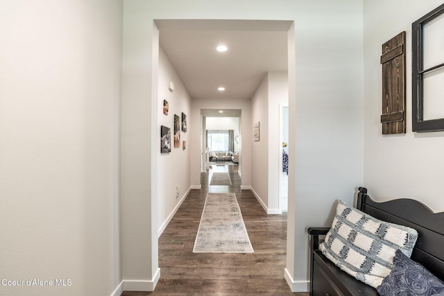 1769 N Chetco Dr, Post Falls, ID 83854 - hallway with dark wood-style floors, recessed lighting, and baseboards