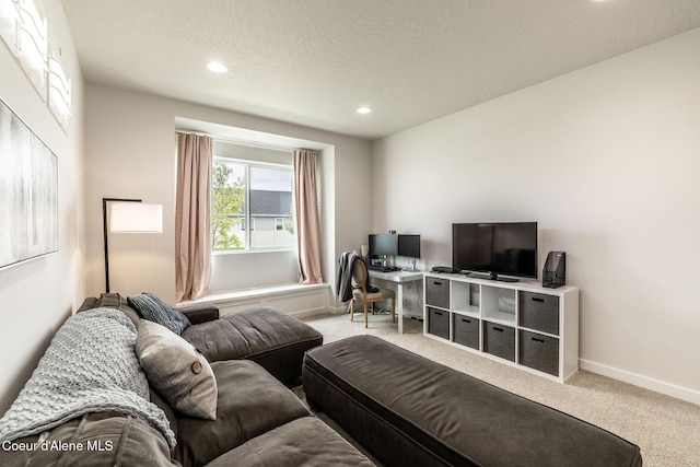 1769 N Chetco Dr, Post Falls, ID 83854 - carpeted living area with baseboards, recessed lighting, and an office area