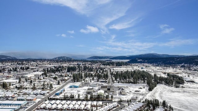 4362 N Meadow Ranch Ave, Coeur Dalene, ID 83815 - snowy aerial view featuring a mountain view