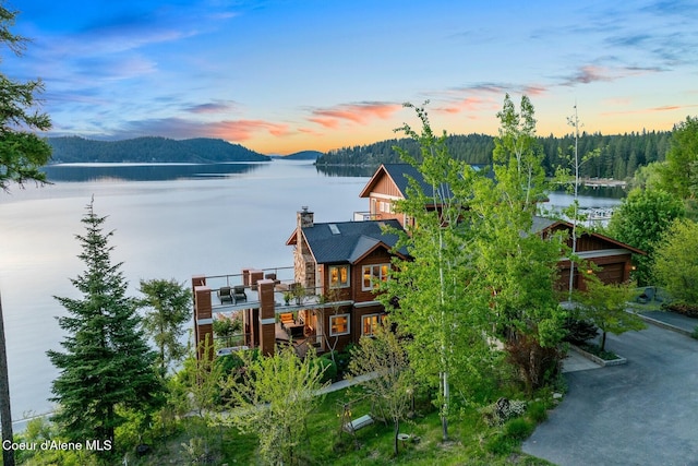 water view with a forest