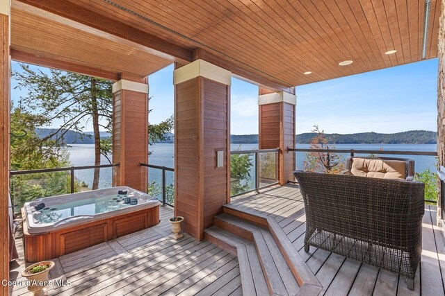 deck with a water view
