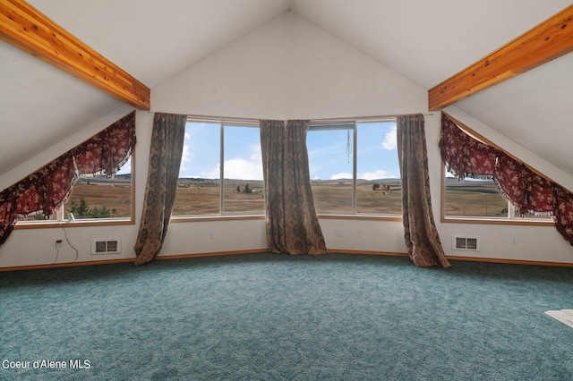 1341 Merideth Rd, Plummer, ID 83851 - additional living space featuring plenty of natural light, carpet flooring, beam ceiling, baseboards, and high vaulted ceiling