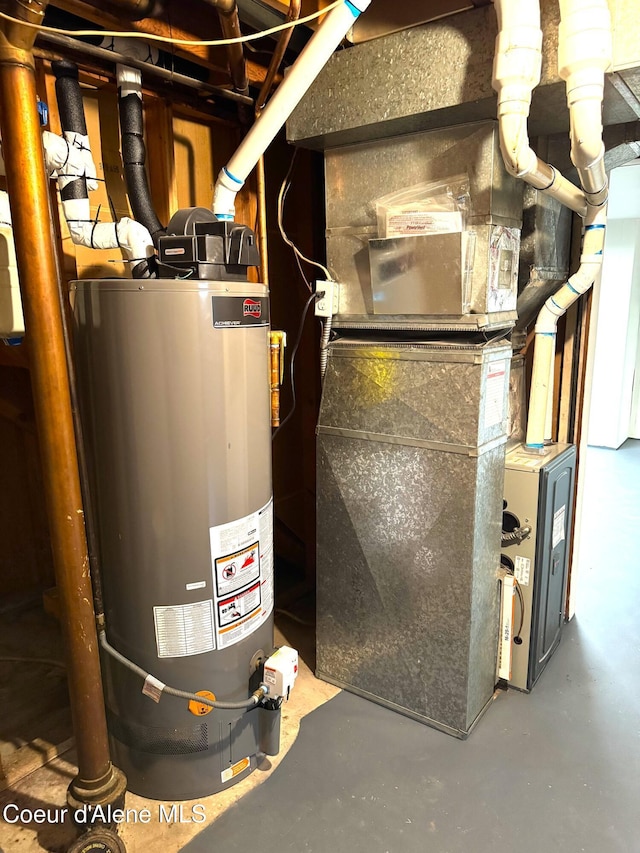 utilities with gas water heater and heating unit