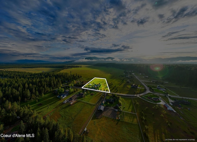 22385 N Ranch View Dr, Rathdrum, ID 83858 - overview of rural landscape with property boundaries highlighted