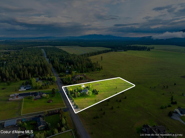 22385 N Ranch View Dr, Rathdrum, ID 83858 - overview of rural landscape featuring property parcel outlined and a mountainous background