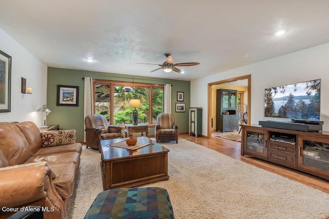 521 Shady Pines Loop, Priest Lake, ID 83856 - living area with a ceiling fan and wood finished floors