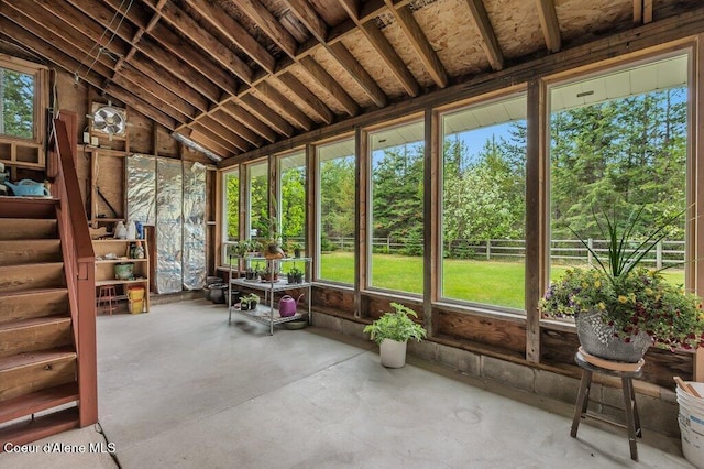 521 Shady Pines Loop, Priest Lake, ID 83856 - unfurnished sunroom featuring lofted ceiling