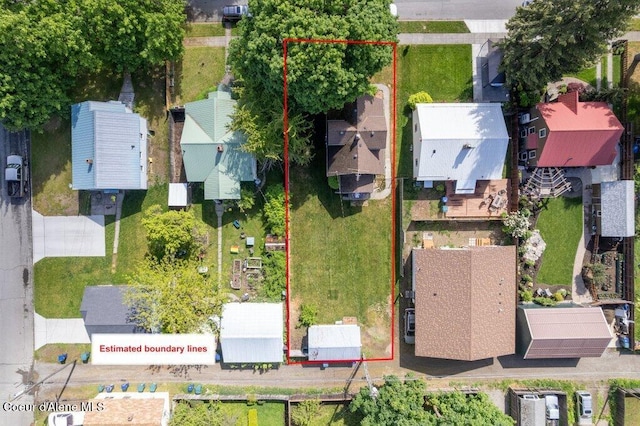 1315 N 7th St, Coeur Dalene, ID 83814 - aerial view of residential area with property parcel outlined
