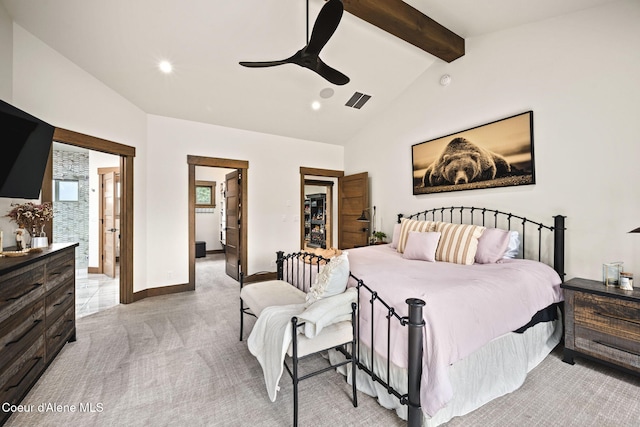 1230 E Amulet Cir, Rathdrum, ID 83858 - bedroom with light colored carpet, recessed lighting, ceiling fan, baseboards, and ensuite bathroom