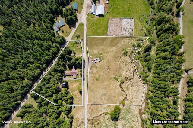 aerial overview of property's location with property parcel outlined
