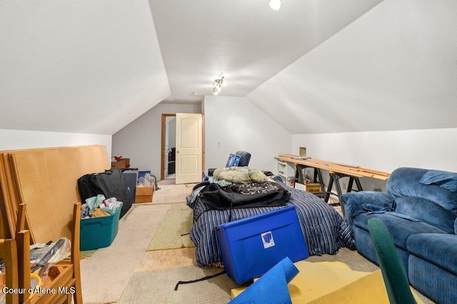 911 French Gulch Rd, Kingston, ID 83839 - carpeted bedroom featuring vaulted ceiling