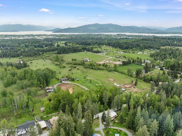 1072 Upland Dr, Sandpoint, ID 83864 - aerial overview of property's location featuring a mountainous background and a forest
