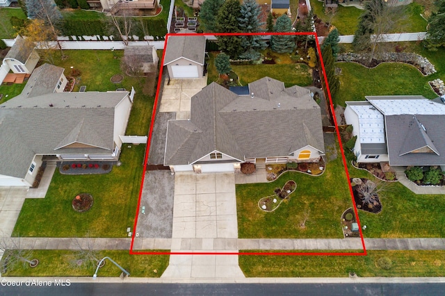 5519 N Wade St, Coeur Dalene, ID 83815 - aerial view of residential area featuring property boundaries highlighted