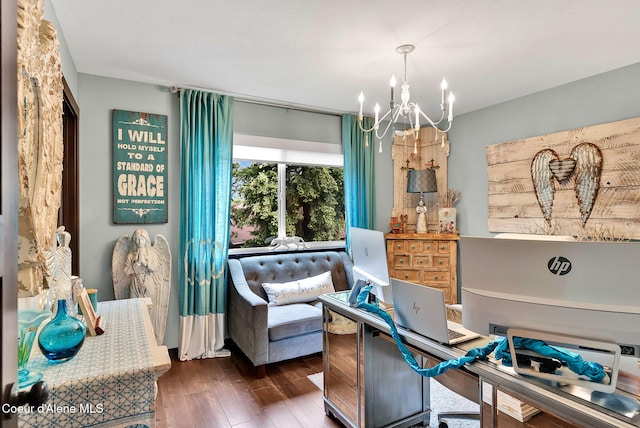 17940 W Sheltered Ct, Hauser, ID 83854 - sitting room with a chandelier and wood finished floors