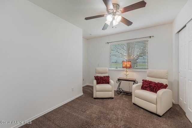 13458 N Bighorn Canyon St, Rathdrum, ID 83858 - sitting room with carpet, a ceiling fan, and baseboards