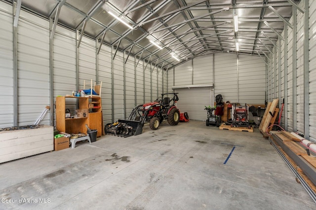 garage with metal wall