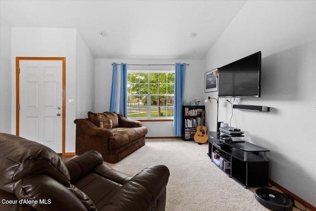 3459 E White Sands Ln, Post Falls, ID 83854 - living area with vaulted ceiling, carpet, and baseboards