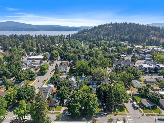 908 E Coeur D Alene Ave, Coeur Dalene, ID 83814 - aerial perspective of suburban area featuring a heavily wooded area and a water and mountain view