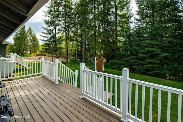 42 Bodie Ln, Priest River, ID 83856 - wooden terrace featuring a lawn