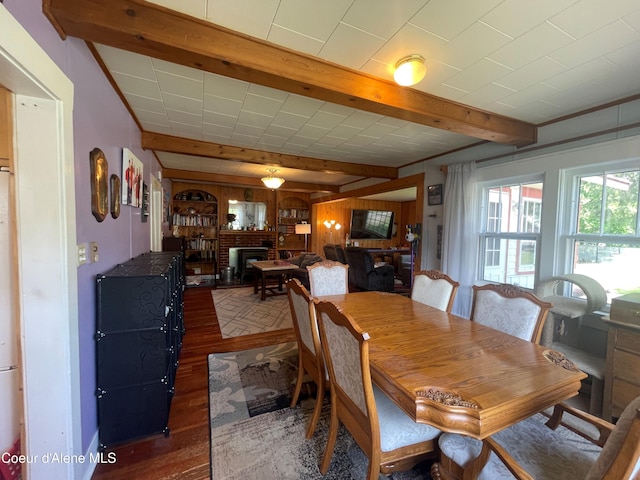84 Highland Flats Rd, Naples, ID 83847 - dining room featuring wood finished floors and beam ceiling