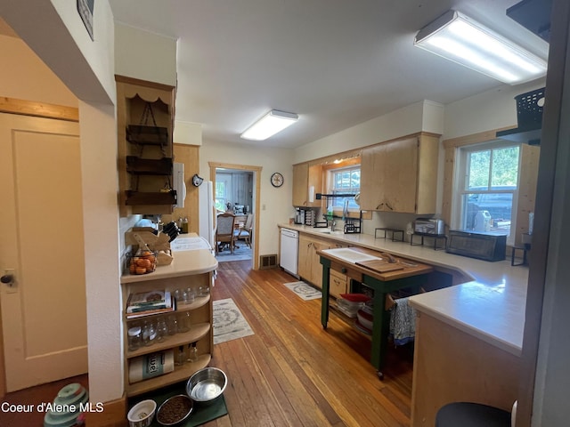 84 Highland Flats Rd, Naples, ID 83847 - kitchen with light countertops, dishwasher, and light wood finished floors