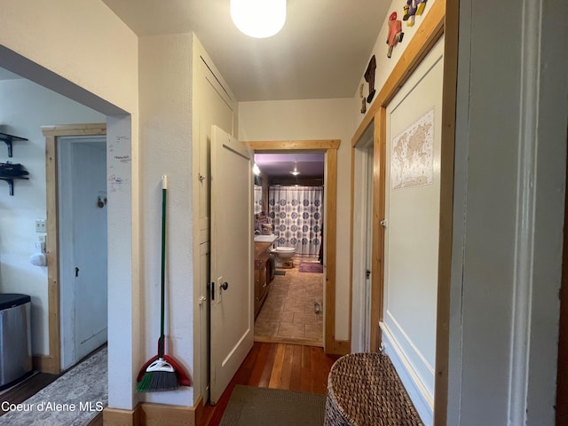 84 Highland Flats Rd, Naples, ID 83847 - corridor featuring wood finished floors