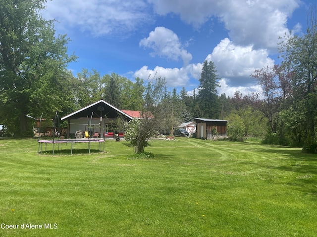 84 Highland Flats Rd, Naples, ID 83847 - view of green lawn with a trampoline