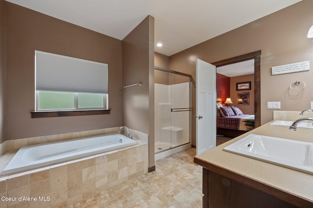 29264 N Ramsey Rd, Athol, ID 83801 - bathroom with connected bathroom, a stall shower, a garden tub, and double vanity